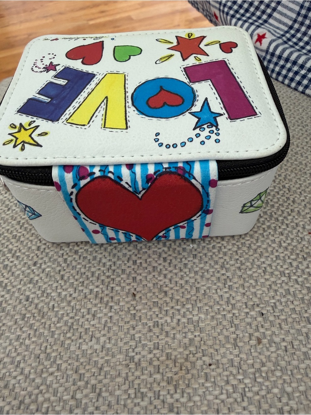 Brighton Blue and Pink Love Sparkle Tote with Bow and Patchwork Hearts - Picture 8 of 13
